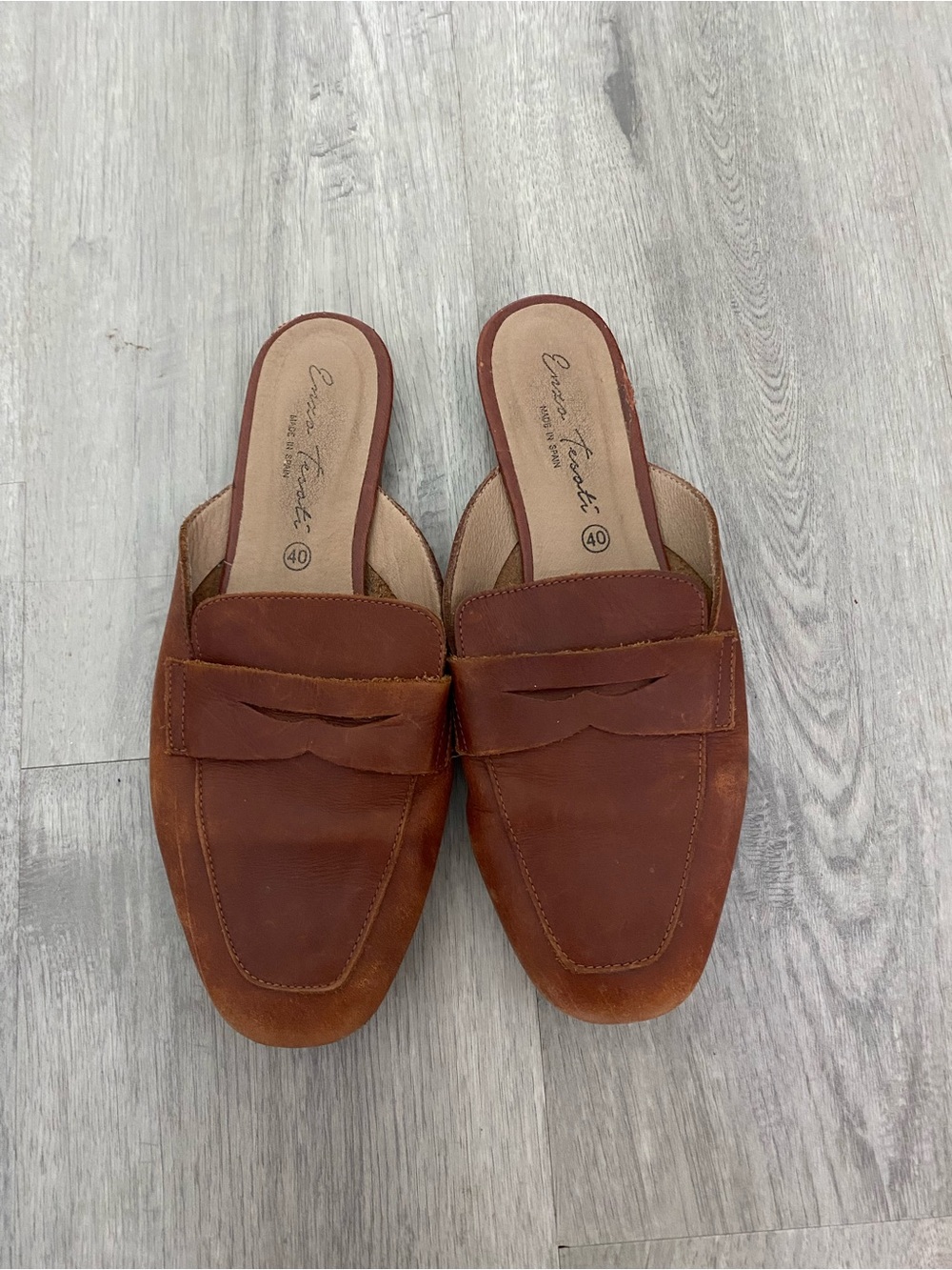 Enzo Tesoti Brown leather flat mule size 9 - Picture 1 of 5